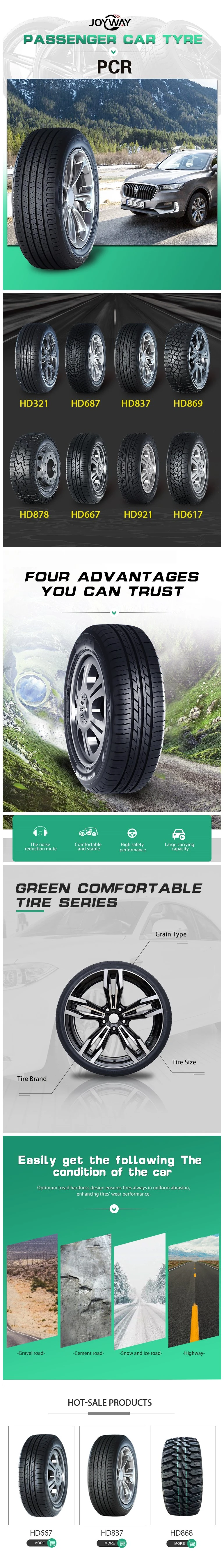 Haida/Mileking/Tianfu Passenger Car Tyre Commerical/at/Mt/Rt/Ht/Winter/All Season/St/SUV/4X4/UHP/Mini Vehicle/Light Truck/Taxi/Economy Cheap PCR Tyre Price